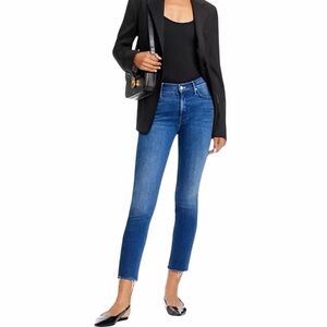 Mother The Mid Rise Dazzler Ankle Fray Second Thyme Around Women Sz 30 Blue Jean